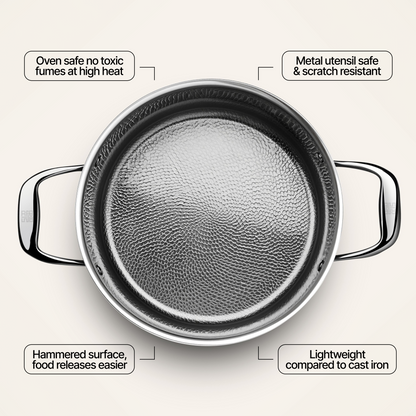 Titanium Hammered Saucepan With Lid | 8-Qt