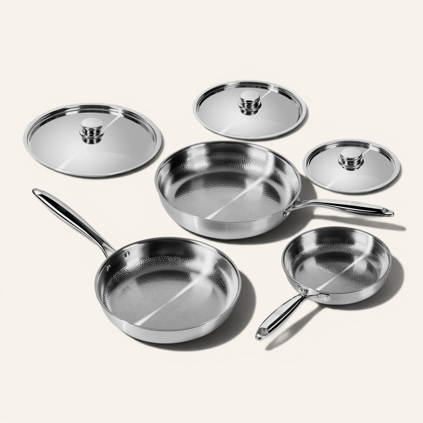 Titanium Hammered Pan Set With Lids | 6-Pcs