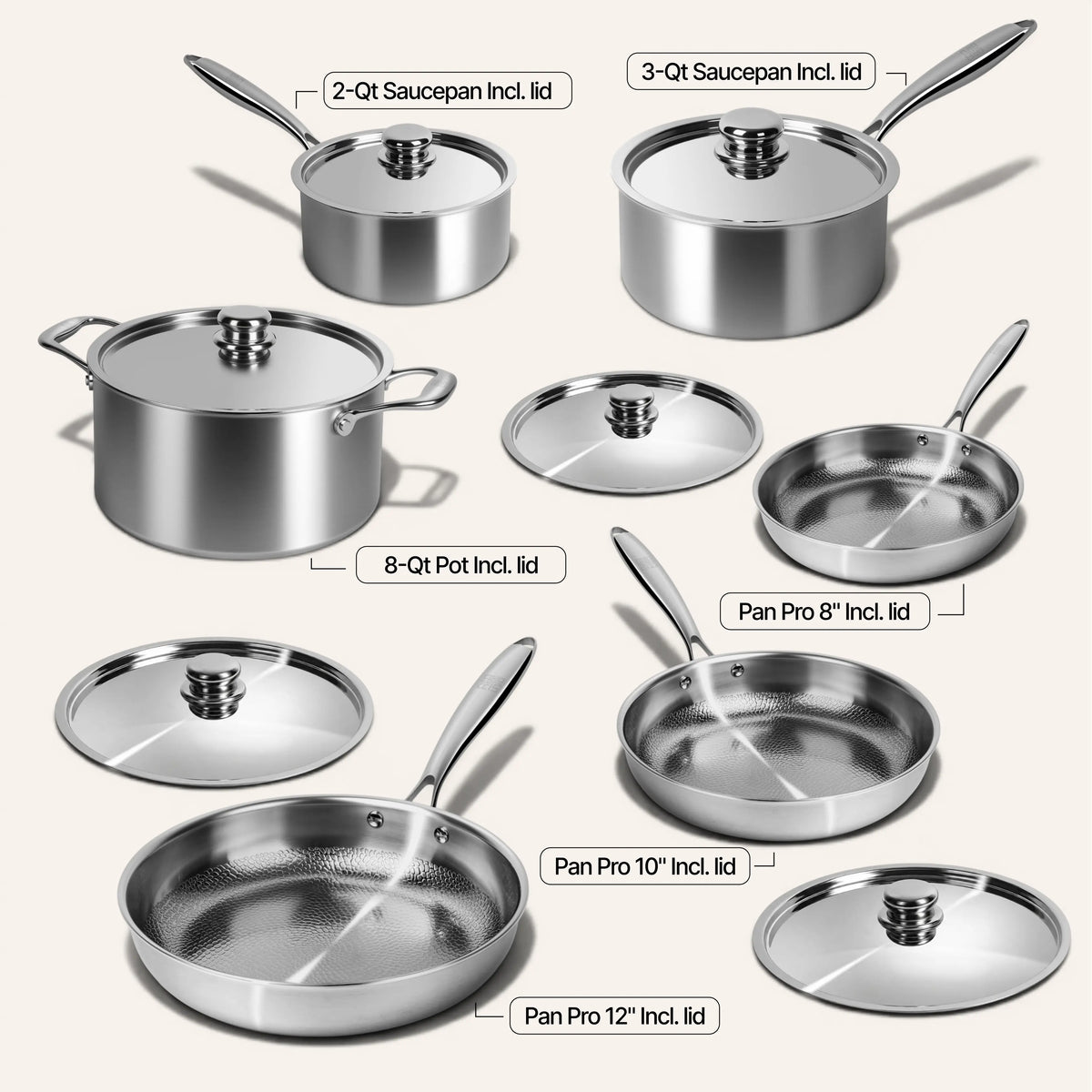 Titanium Hammered Cookware Set | 12-Pcs